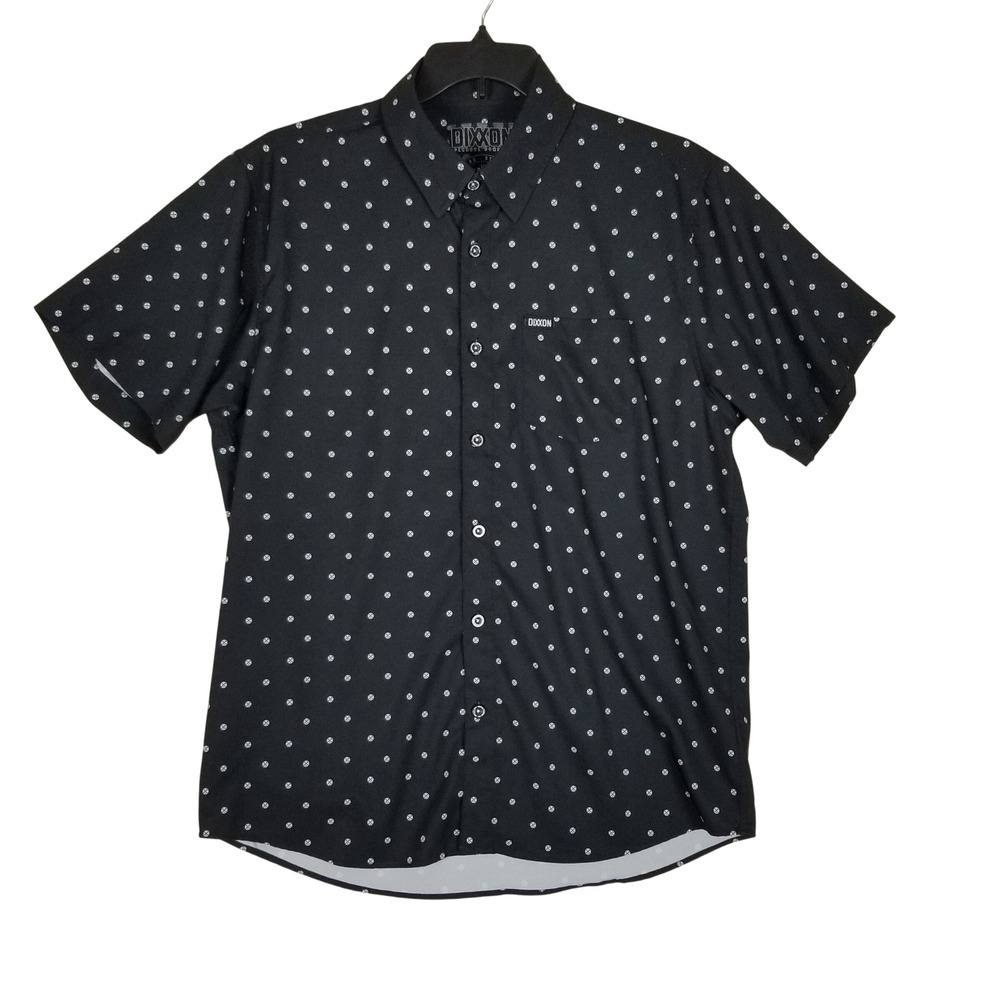Dixxon Flannel Co Polkacide Shirt Men L Black Tool Polka Dot Short Sleeve D-Lite